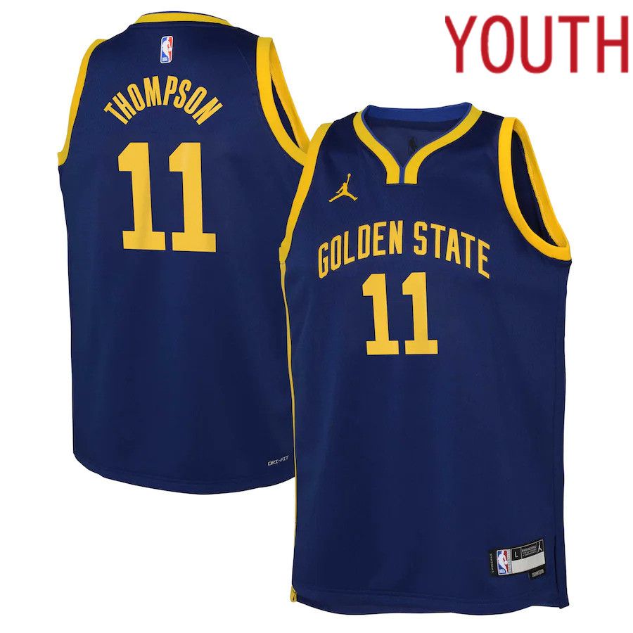 Youth Golden State Warriors 11 Klay Thompson Jordan Brand Blue 2022-23 Swingman NBA Jersey